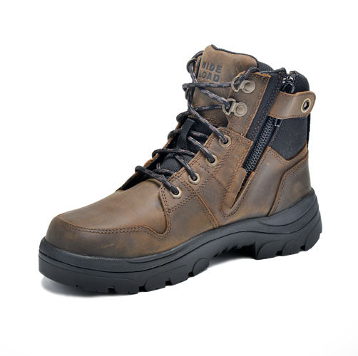 590CZN | Non Safety Crazy Horse Brown Side Zip Lace Boot (15cm)